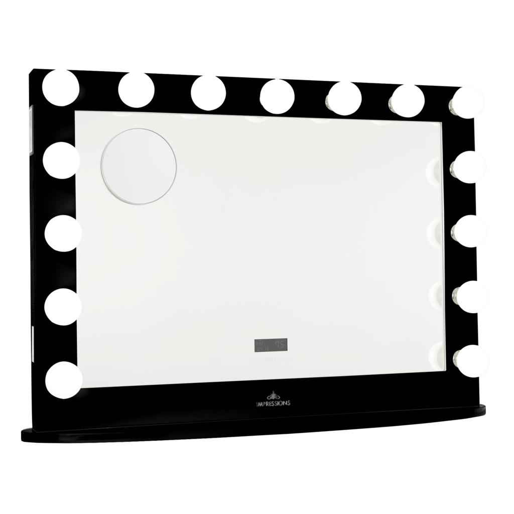 Hollywood Iconic Premiere Pro Vanity Mirror with Bluetooth Speakers 15 LED Dressing Makeup Mirror Impressions Vanity Company Finish Black