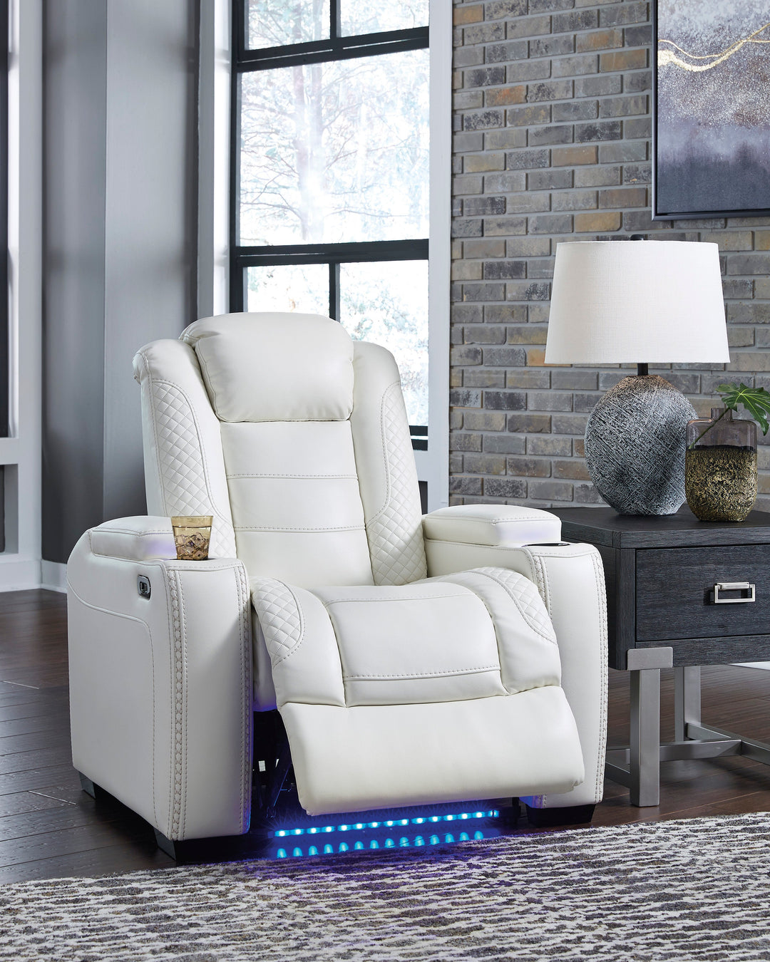White Party Time Power Reclining Loveseat with Console Dream Furniture Outlet Birmingham