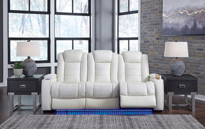 White Party Time Power Reclining Loveseat with Console - Dream Furniture Outlet