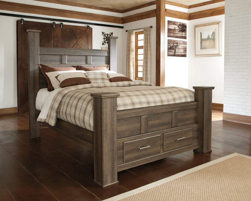 Juararo queen poster bed with 2 storage drawers deals