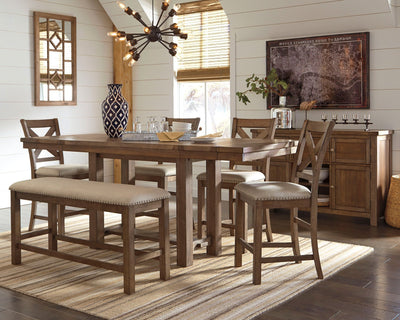 Moriville Signature Design 7-Piece Counter Height Dining Room Package image