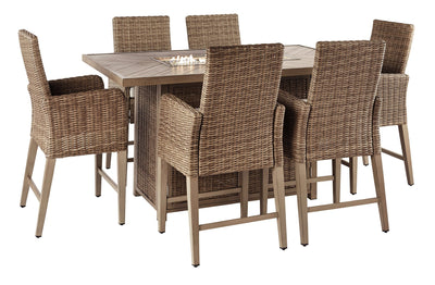 Beachcroft Signature Design 7-Piece Outdoor Bar Table Set image